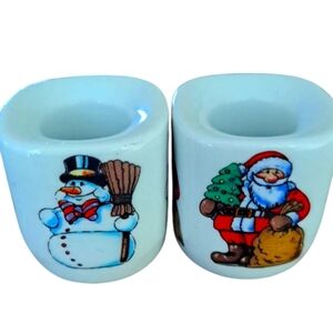 Porcelain Taper Holders Santa Claus by Funny Design West Germany Vintage